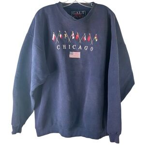 Vintage Chicago Flag Embroidered Sweatshirt Galt Sand Size L Nautical Prep